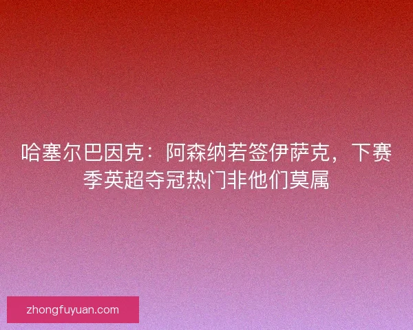 哈塞尔巴因克：阿森纳若签伊萨克，下赛季英超夺冠热门非他们莫属