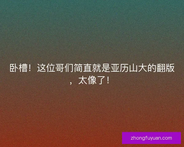 卧槽!这位哥们简直就是亚历山大的翻版,太像了! 卧槽!这位哥们简直就是亚历山大的翻版,太像了!